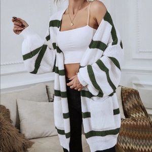 Boho color block striped picker cardigan